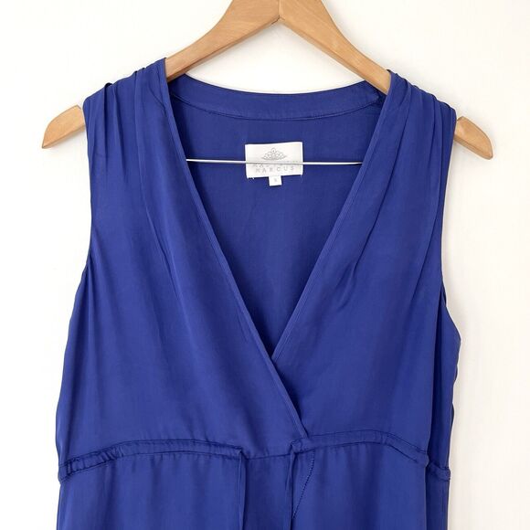 Madison Marcus Royal Blue Silk Maxi Dress Womens Small Layered High Slit - Picture 4 of 11